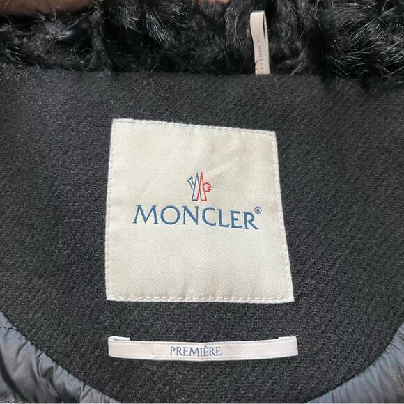 Moncler Eridan Giubbotto Jacket Size 4 Fur collar Kalgan lamb Black EUC Auth. XL - Picture 3 of 15